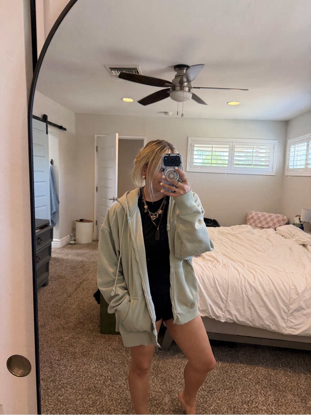 Brandy Melville Sage Zip-Up Hoodie